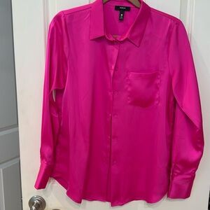 Aqua hot pink satin blouse size small